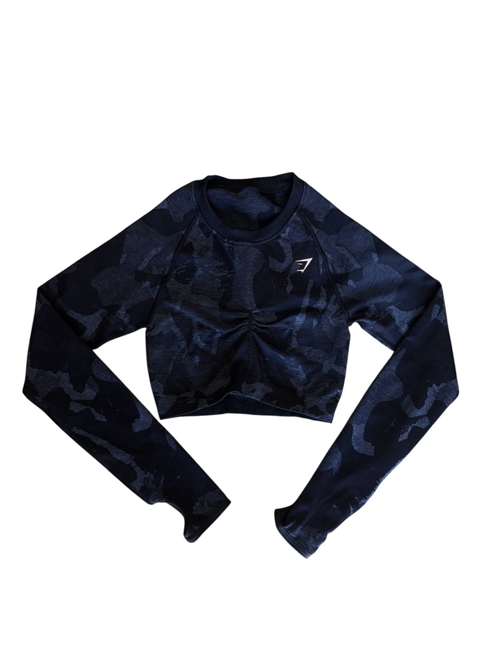 Gymshark Navy Camo Cropped Long Sleeve Top